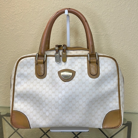 Gucci Handbags - Vintage Gucci Bone Waxed Canvas Insignia Handbag